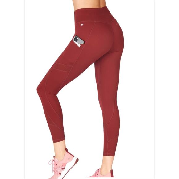 Fabletics Anywhere Motion365 High Waisted Moto 7/8 Leggings Size Large Burgundy - Picture 2 of 8